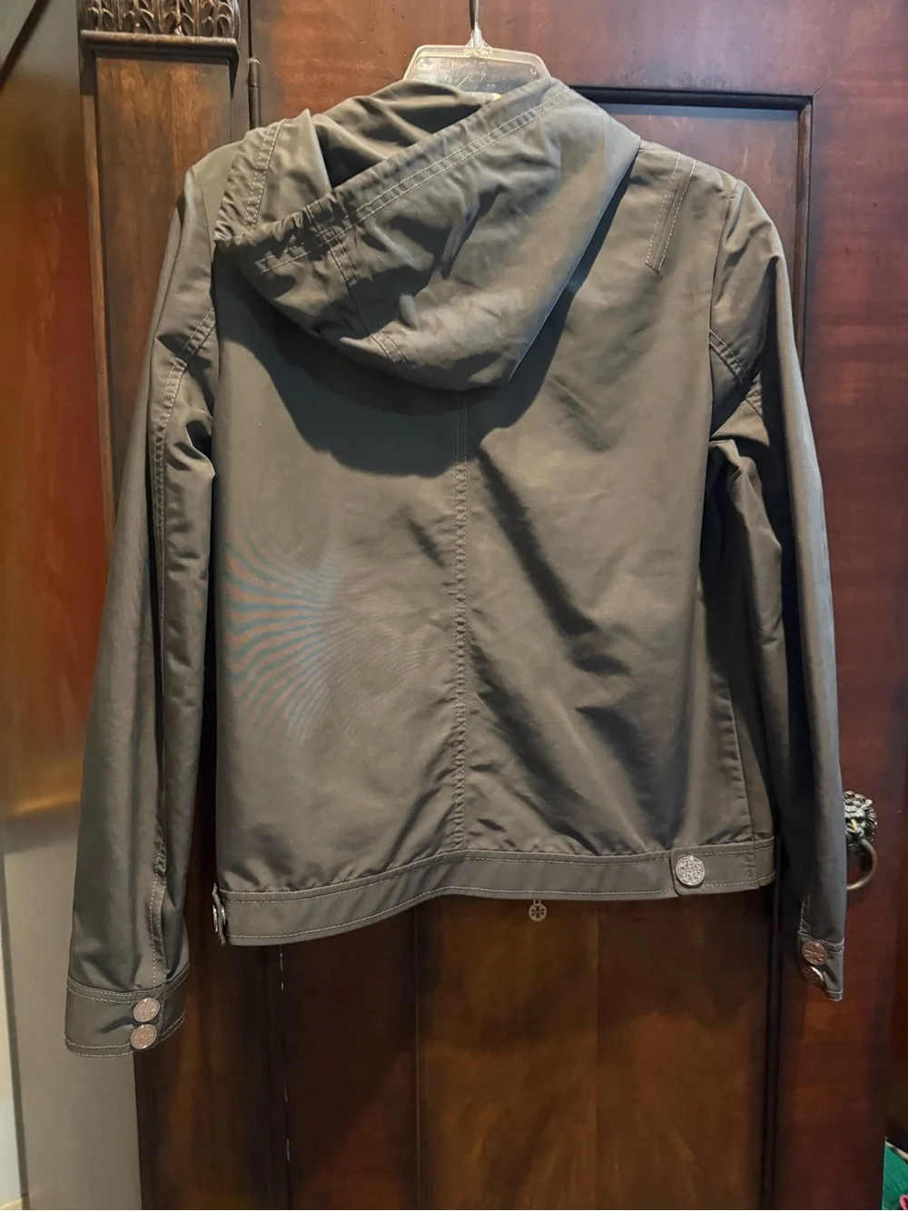 Tory Burch Rare Gray Hooded Rain Jacket - size 8
